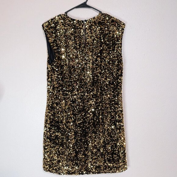 (NWT) Banana Republic Gold Sequin Mini Dress Size M Cocktail Party Sparkle Shift - Picture 4 of 11